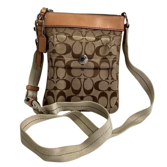Coach Signature Canvas Leather  6442 Shoulder/crossbody Bag - Picture 1 of 7